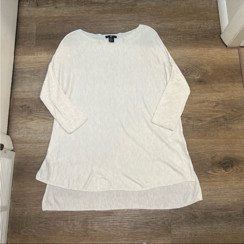 H & M half 3/4 sleeve tunic blouse xs cream